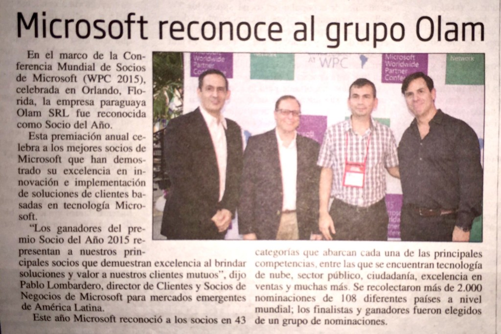 Premiacion WPC2015 OLAM Paraguay